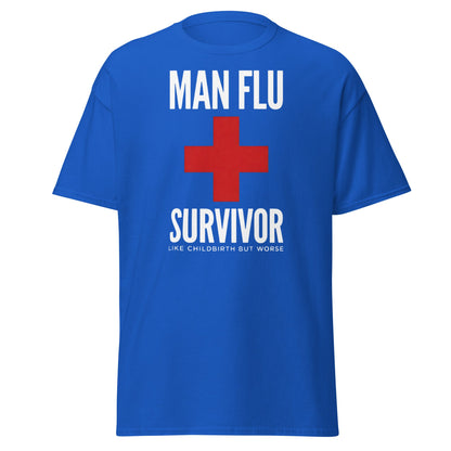 Man Flu Survivor T-Shirt | Funny Men's Gag Gift Tee - Royal - T-Shirts Online