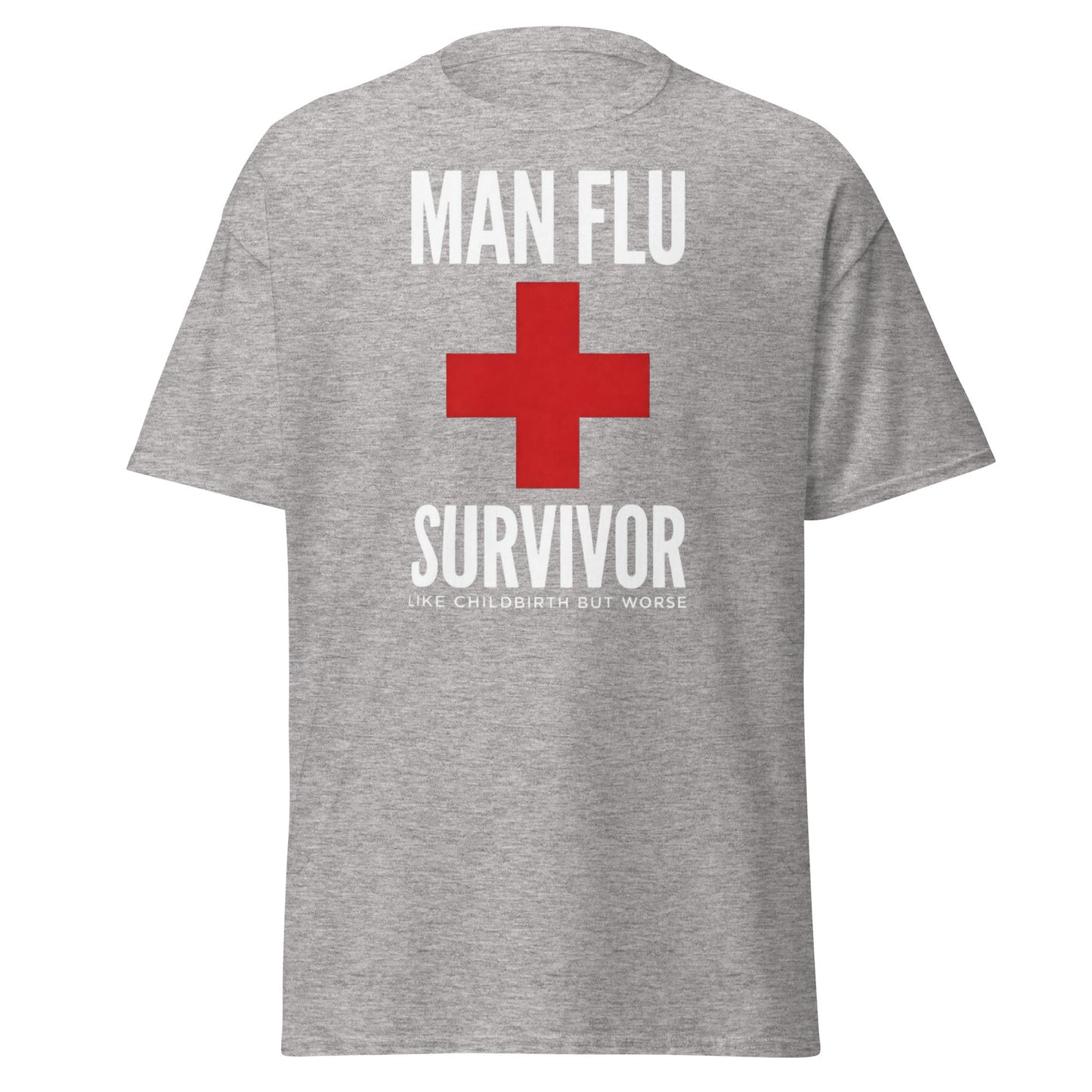 Man Flu Survivor T-Shirt | Funny Men's Gag Gift Tee - Sport Grey - T-Shirts Online
