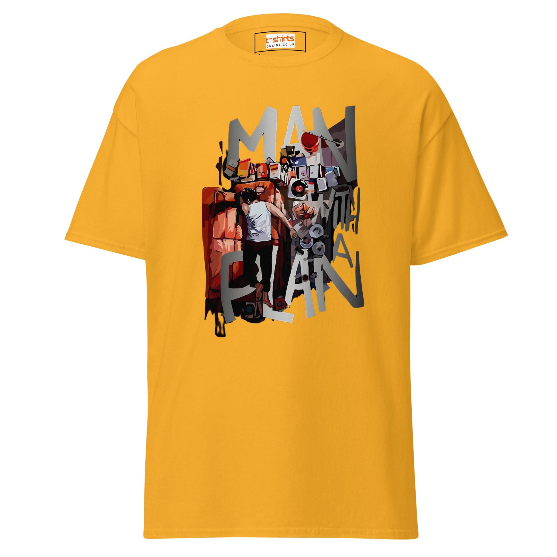 Man with a Plan | Men's Funny T Shirt - Gold - T-Shirts Online