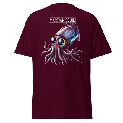 Martian Squid T-Shirt | Cyberpunk Alien Sci - Fi Tee - Maroon - T-Shirts Online