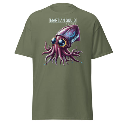 Martian Squid T-Shirt | Cyberpunk Alien Sci - Fi Tee - Military Green - T-Shirts Online