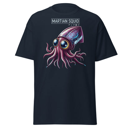 Martian Squid T-Shirt | Cyberpunk Alien Sci - Fi Tee - Navy - T-Shirts Online