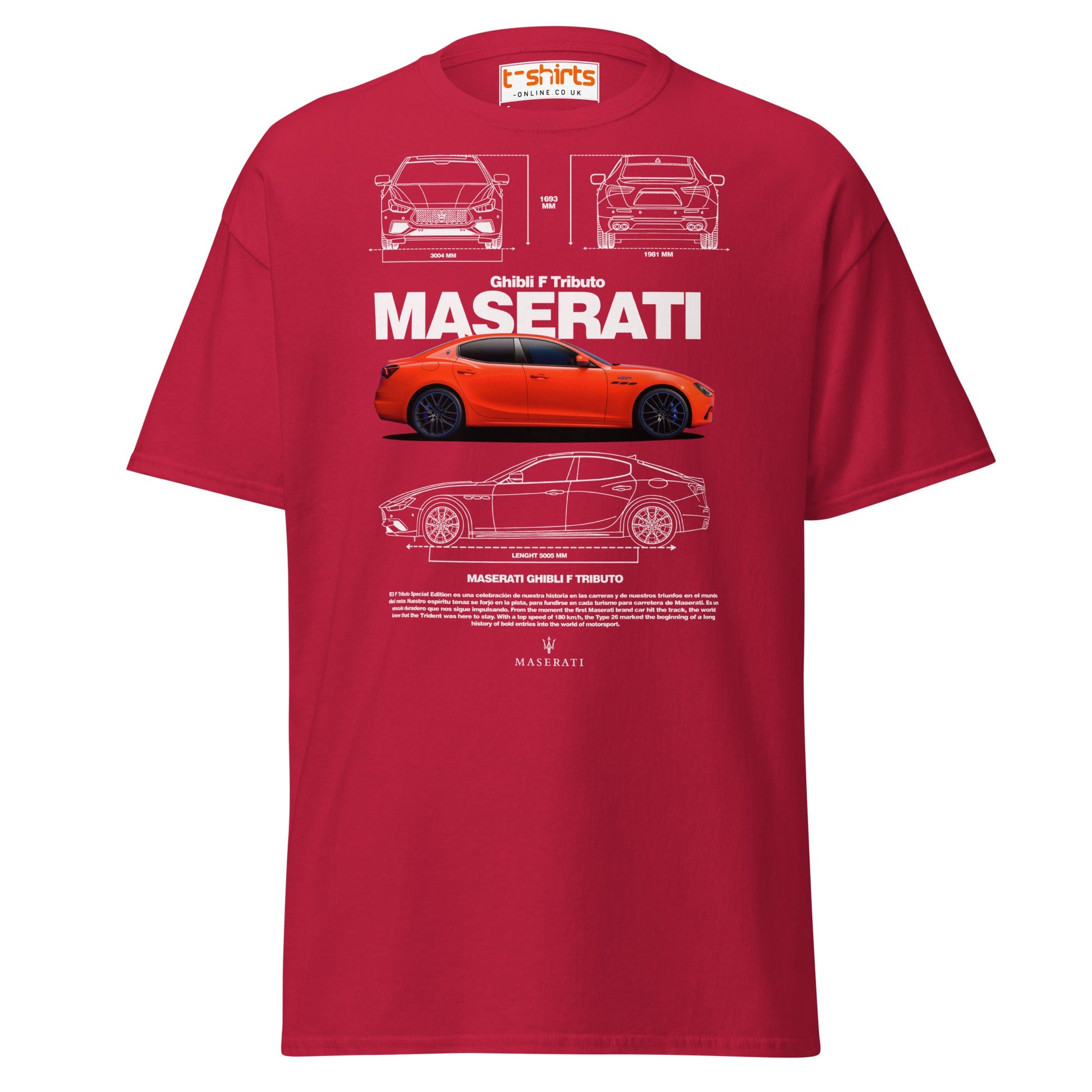 Maserati Ghibli F Tributo T-Shirt | Luxury Car Tee - Cardinal - T-Shirts Online
