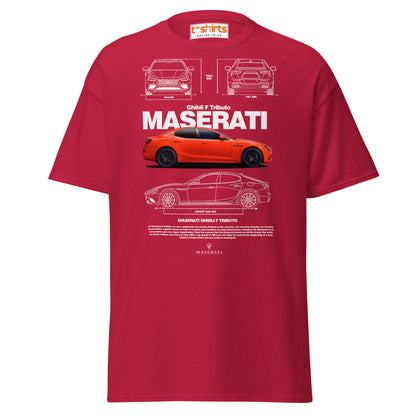 Maserati Ghibli F Tributo T-Shirt | Luxury Car Tee - Cardinal - T-Shirts Online