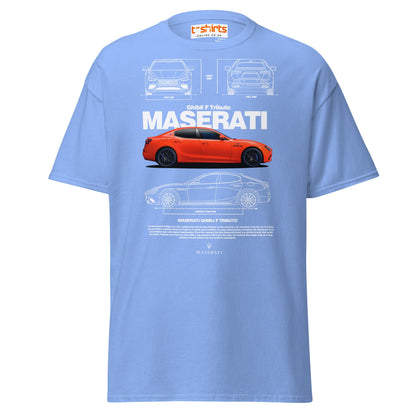 Maserati Ghibli F Tributo T-Shirt | Luxury Car Tee - Carolina Blue - T-Shirts Online