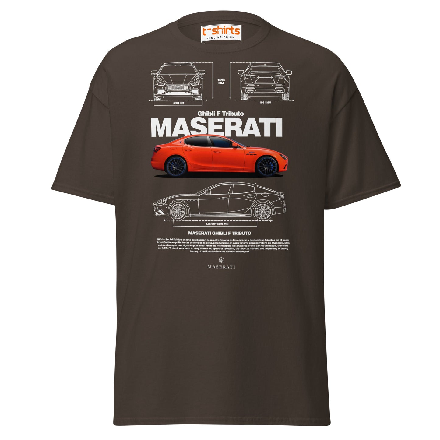 Maserati Ghibli F Tributo T-Shirt | Luxury Car Tee - Dark Chocolate - T-Shirts Online