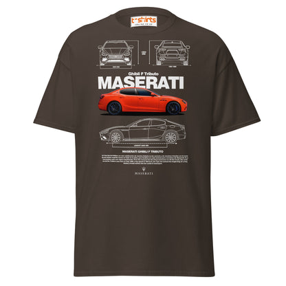 Maserati Ghibli F Tributo T-Shirt | Luxury Car Tee - Dark Chocolate - T-Shirts Online