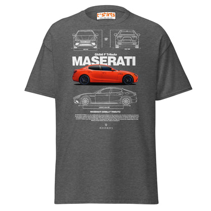 Maserati Ghibli F Tributo T-Shirt | Luxury Car Tee - Dark Heather - T-Shirts Online