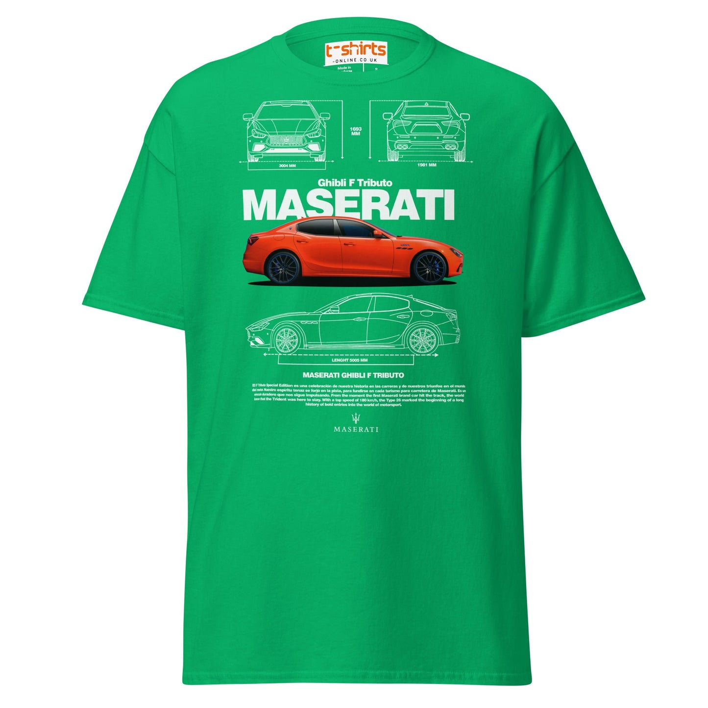 Maserati Ghibli F Tributo T-Shirt | Luxury Car Tee - Irish Green - T-Shirts Online