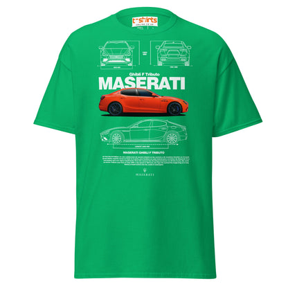 Maserati Ghibli F Tributo T-Shirt | Luxury Car Tee - Irish Green - T-Shirts Online