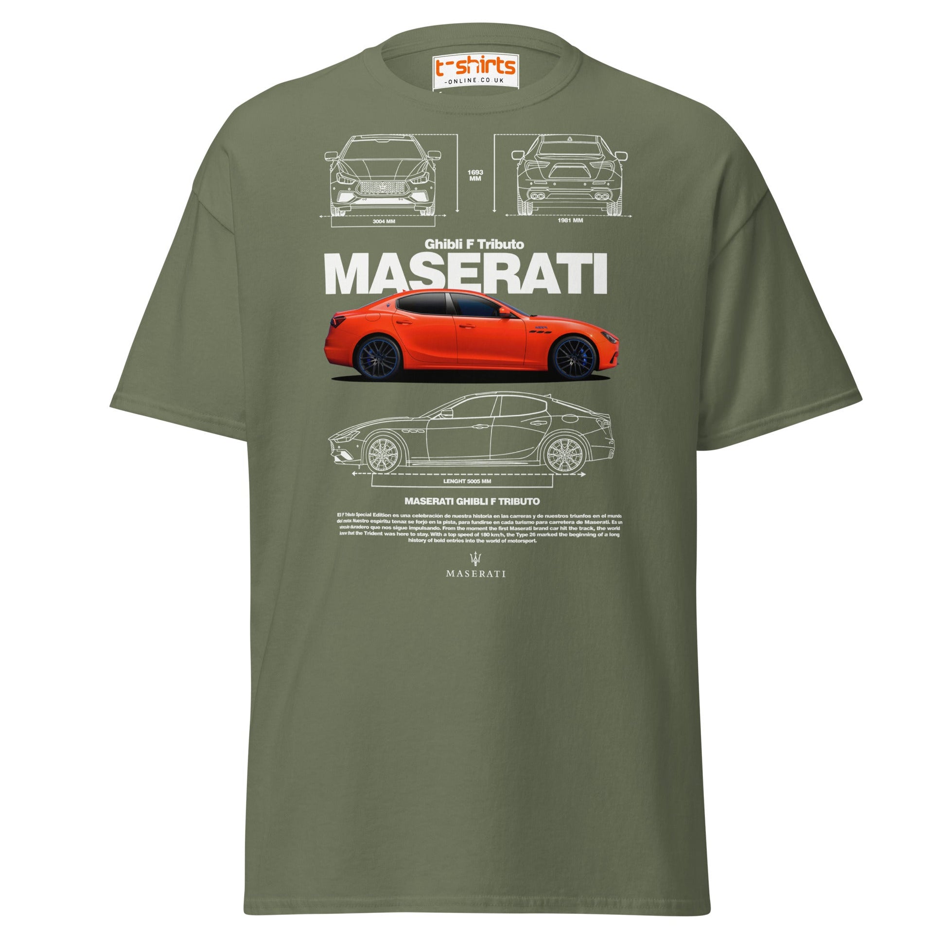 Maserati Ghibli F Tributo T-Shirt | Luxury Car Tee - Military Green - T-Shirts Online