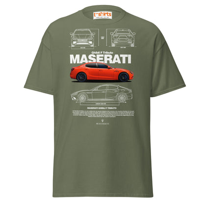 Maserati Ghibli F Tributo T-Shirt | Luxury Car Tee - Military Green - T-Shirts Online