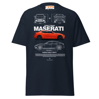 Maserati Ghibli F Tributo T-Shirt | Luxury Car Tee - Navy - T-Shirts Online