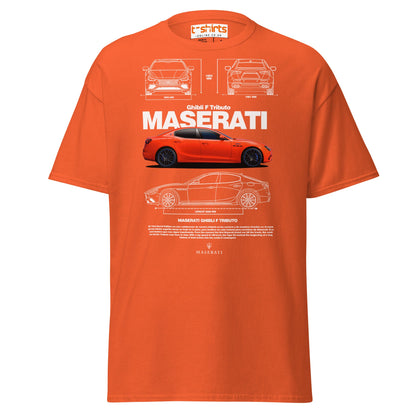 Maserati Ghibli F Tributo T-Shirt | Luxury Car Tee - Orange - T-Shirts Online