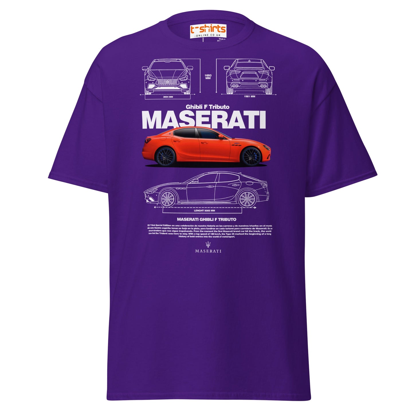 Maserati Ghibli F Tributo T-Shirt | Luxury Car Tee - Purple - T-Shirts Online