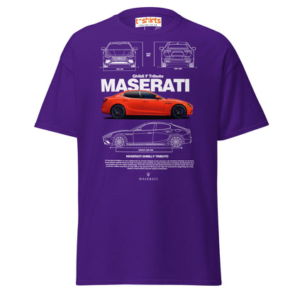 Maserati Ghibli F Tributo T-Shirt | Luxury Car Tee - Purple - T-Shirts Online