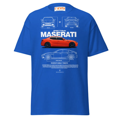 Maserati Ghibli F Tributo T-Shirt | Luxury Car Tee - Royal - T-Shirts Online