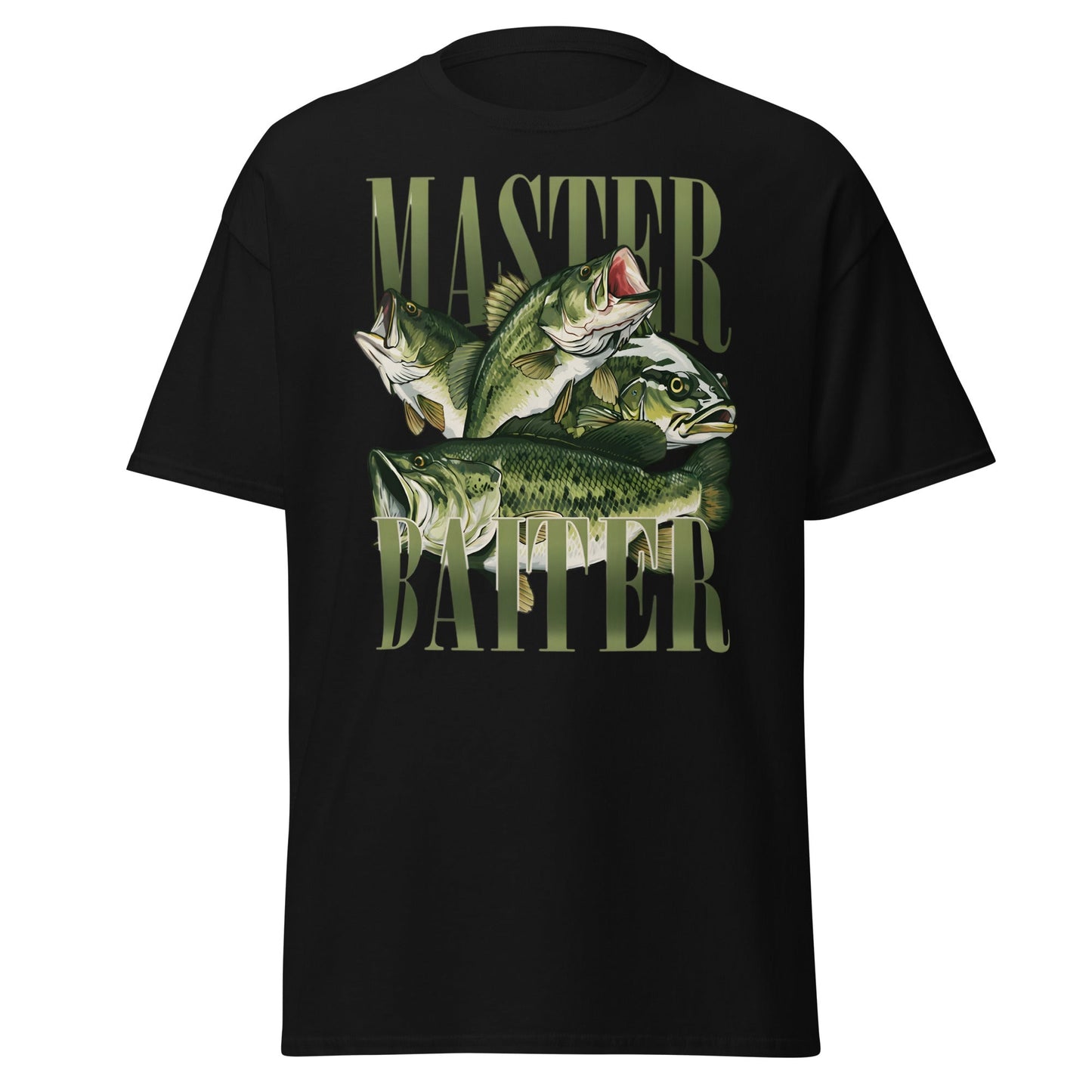 Master Baiter Fishing T-Shirt - Funny Bass Angler Tee - Black - T-Shirts Online