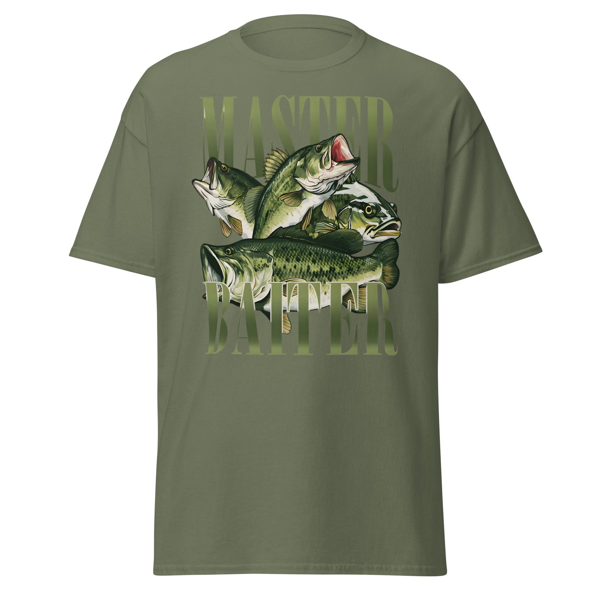 Master Baiter Fishing T-Shirt - Funny Bass Angler Tee - Military Green - T-Shirts Online