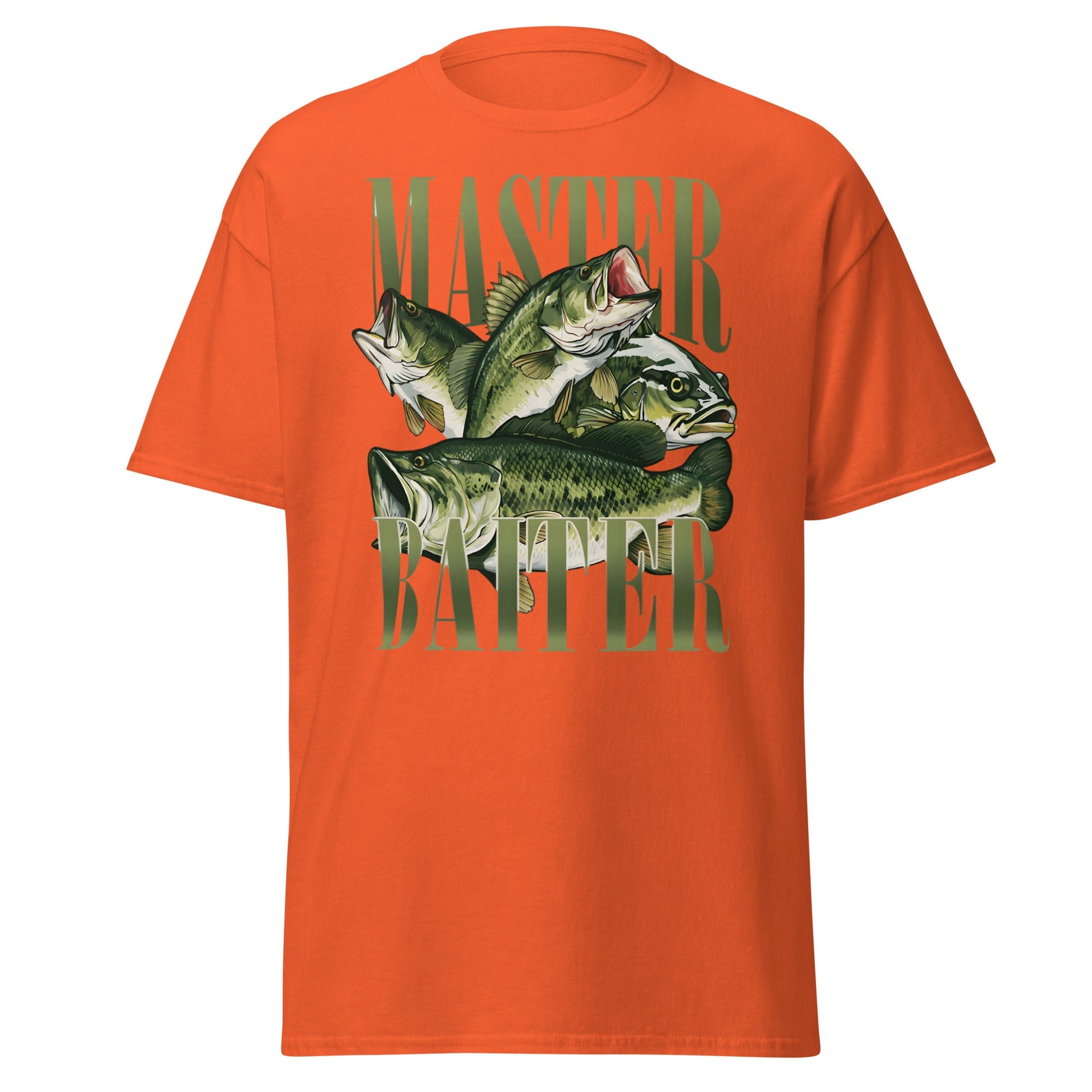 Master Baiter Fishing T-Shirt - Funny Bass Angler Tee - Orange - T-Shirts Online