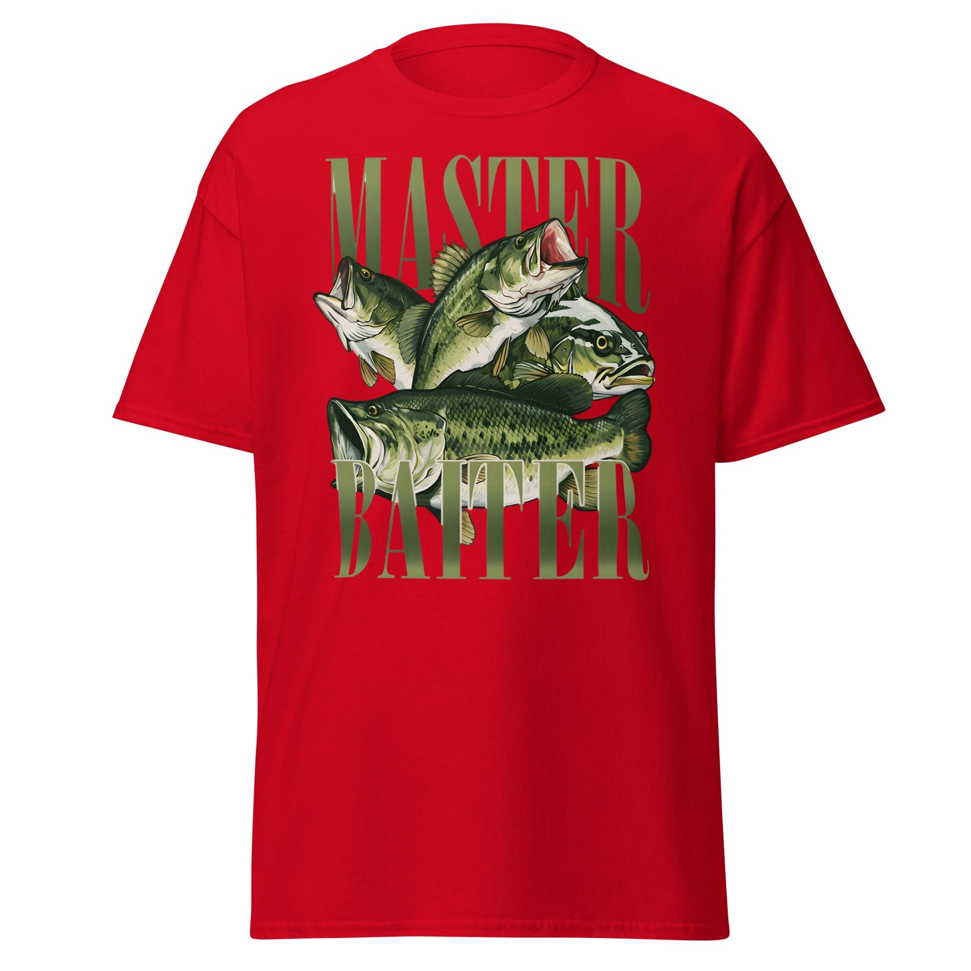 Master Baiter Fishing T-Shirt - Funny Bass Angler Tee - Red - T-Shirts Online