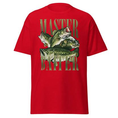 Master Baiter Fishing T-Shirt - Funny Bass Angler Tee - Red - T-Shirts Online