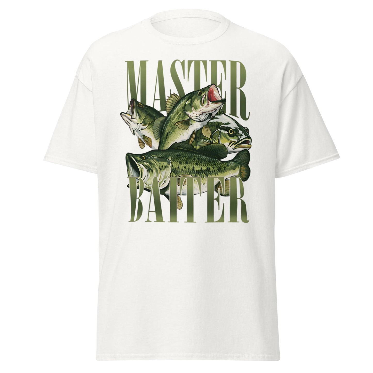 Master Baiter Fishing T-Shirt - Funny Bass Angler Tee - White - T-Shirts Online
