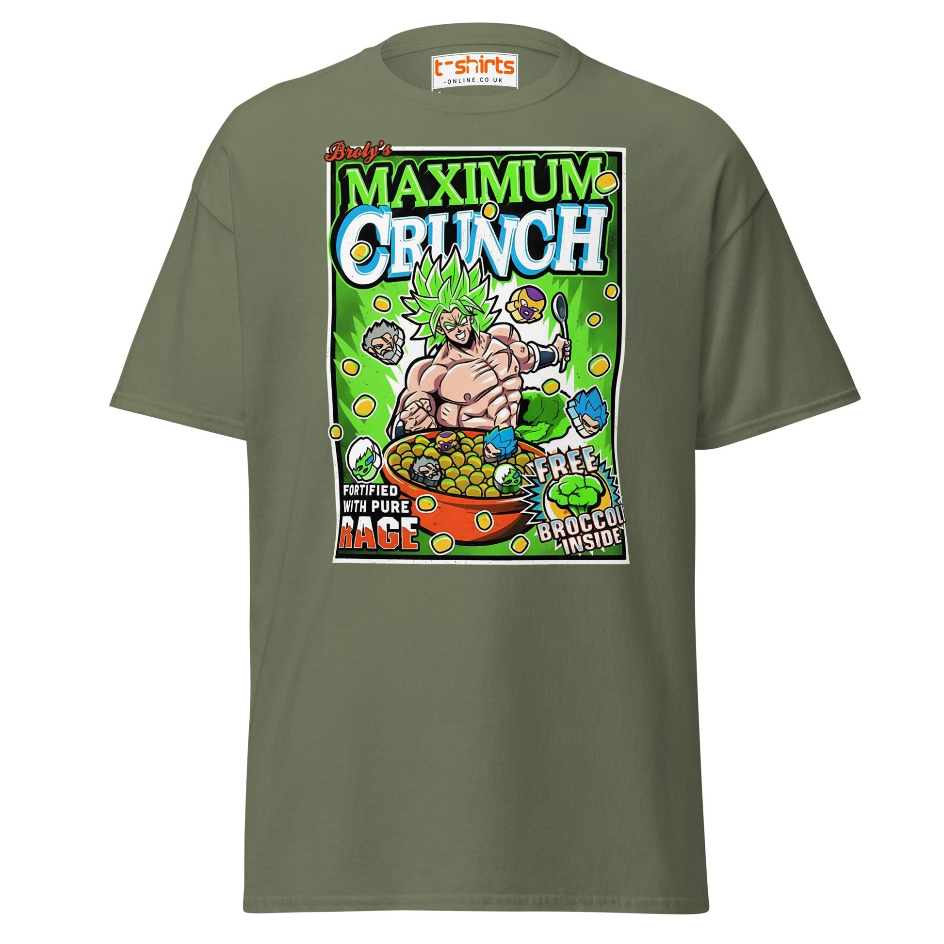 Maximum Crunch T-Shirt | Funny Anime Parody Tee - Military Green - T-Shirts Online