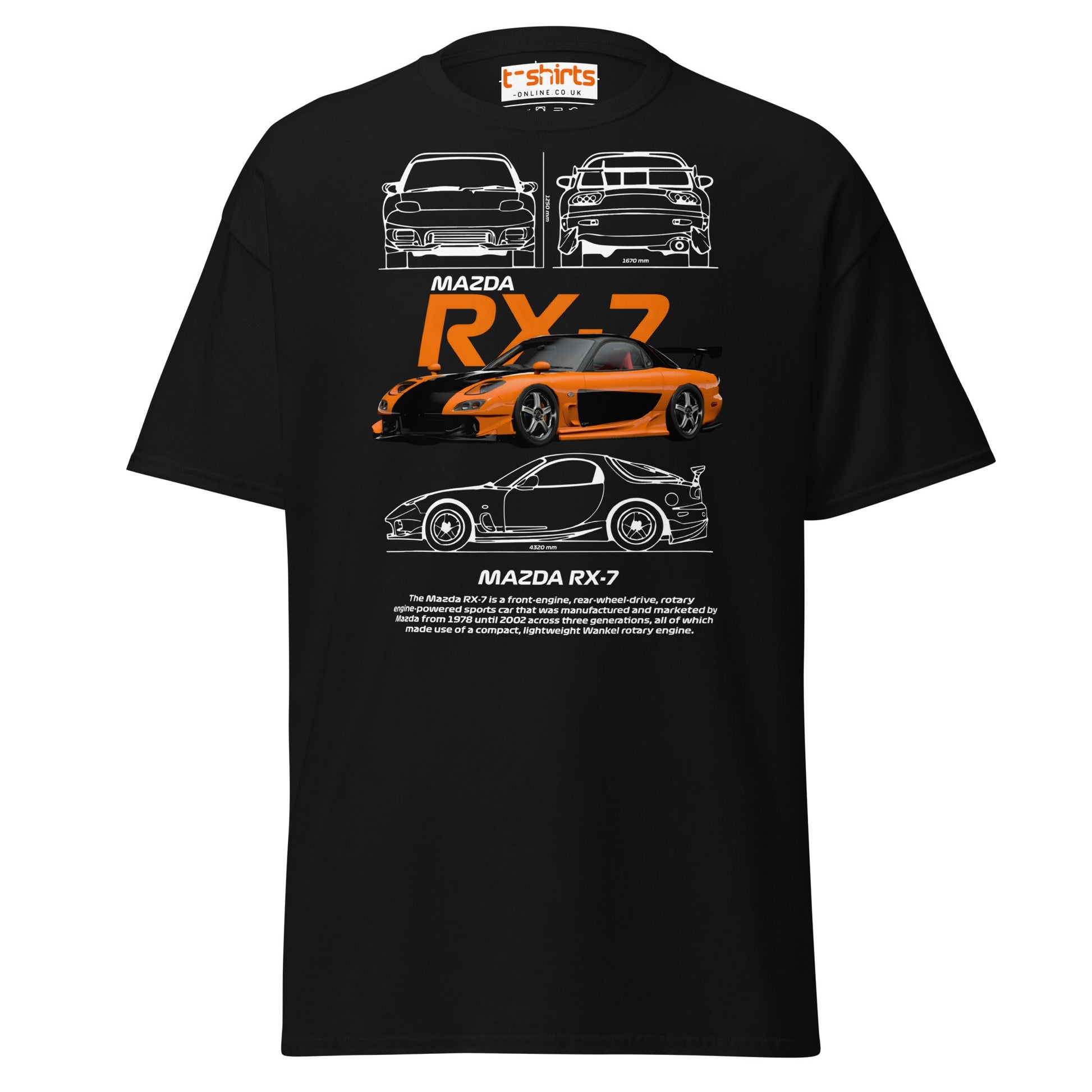 Mazda RX - 7 T-Shirt | JDM Rotary Engine Legend Tee - Black - T-Shirts Online