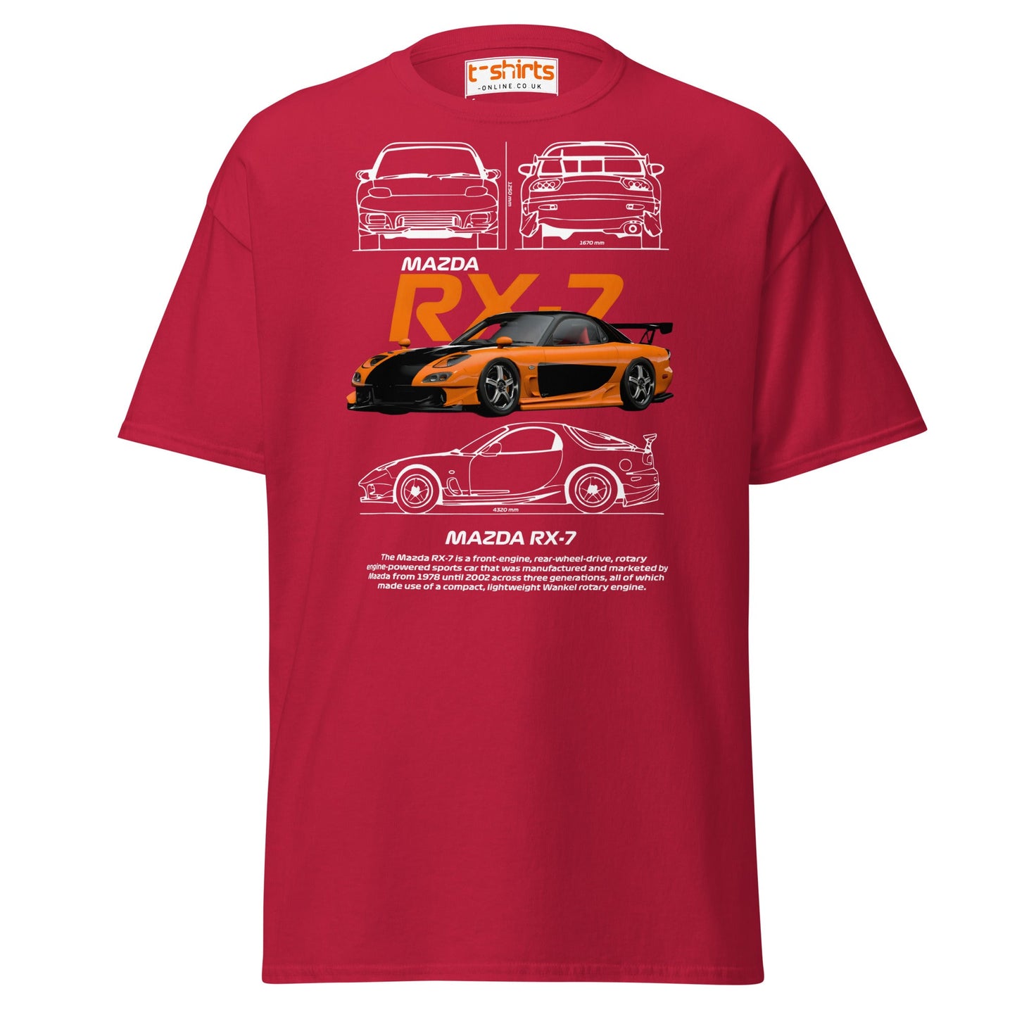 Mazda RX - 7 T-Shirt | JDM Rotary Engine Legend Tee - Cardinal - T-Shirts Online