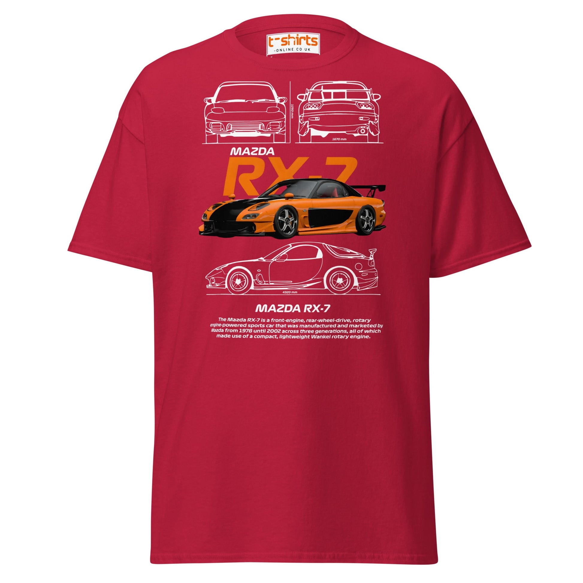 Mazda RX - 7 T-Shirt | JDM Rotary Engine Legend Tee - Cardinal - T-Shirts Online