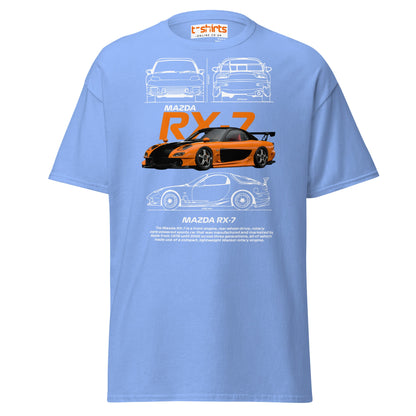 Mazda RX - 7 T-Shirt | JDM Rotary Engine Legend Tee - Carolina Blue - T-Shirts Online