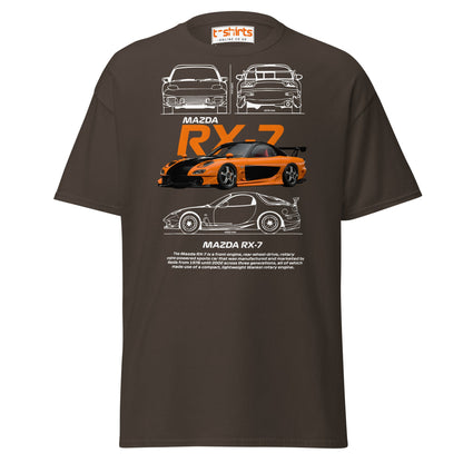Mazda RX - 7 T-Shirt | JDM Rotary Engine Legend Tee - Dark Chocolate - T-Shirts Online