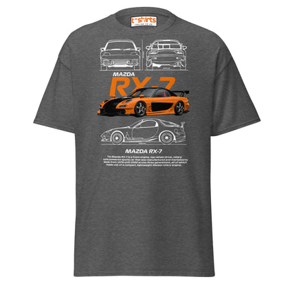 Mazda RX - 7 T-Shirt | JDM Rotary Engine Legend Tee - Dark Heather - T-Shirts Online