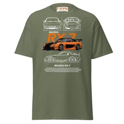 Mazda RX - 7 T-Shirt | JDM Rotary Engine Legend Tee - Military Green - T-Shirts Online