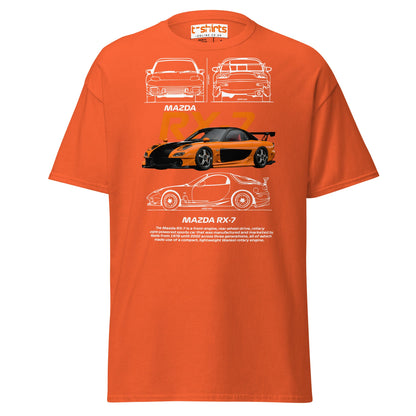 Mazda RX - 7 T-Shirt | JDM Rotary Engine Legend Tee - Orange - T-Shirts Online
