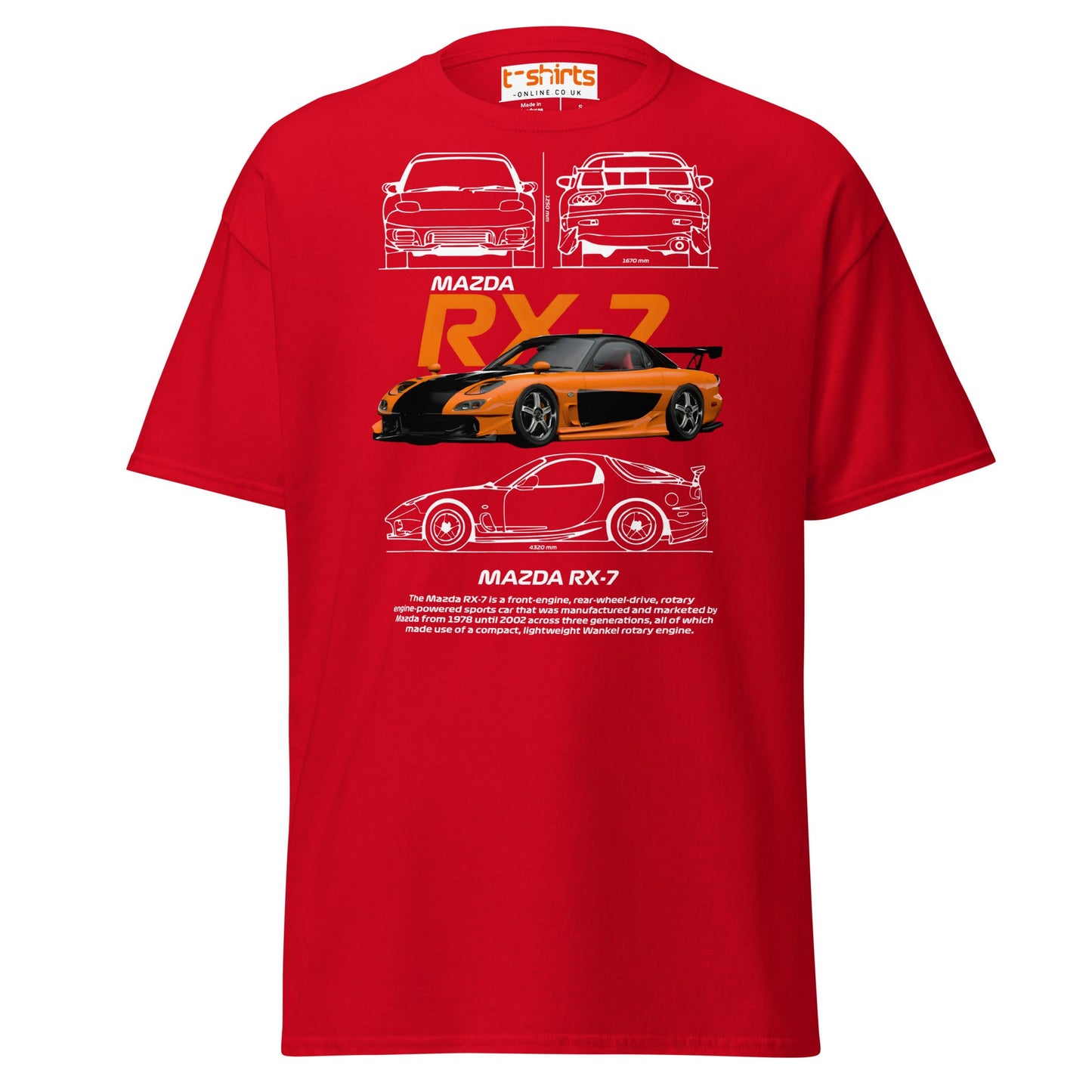Mazda RX - 7 T-Shirt | JDM Rotary Engine Legend Tee - Red - T-Shirts Online