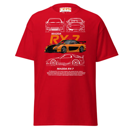 Mazda RX - 7 T-Shirt | JDM Rotary Engine Legend Tee - Red - T-Shirts Online