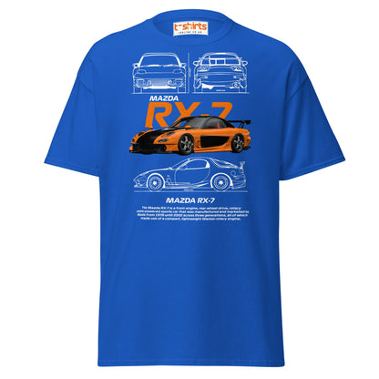 Mazda RX - 7 T-Shirt | JDM Rotary Engine Legend Tee - Royal - T-Shirts Online