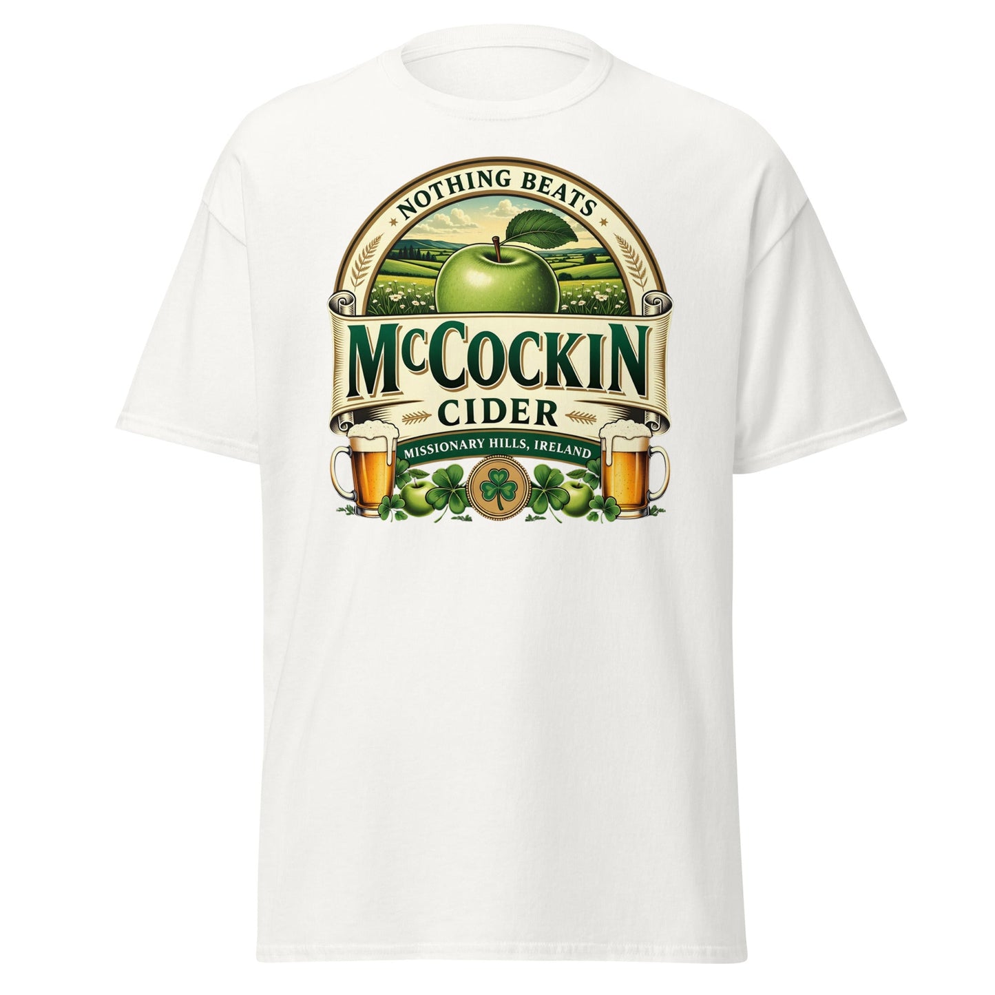 McCockin Cider Funny Irish Wordplay T-Shirt - White - T-Shirts Online