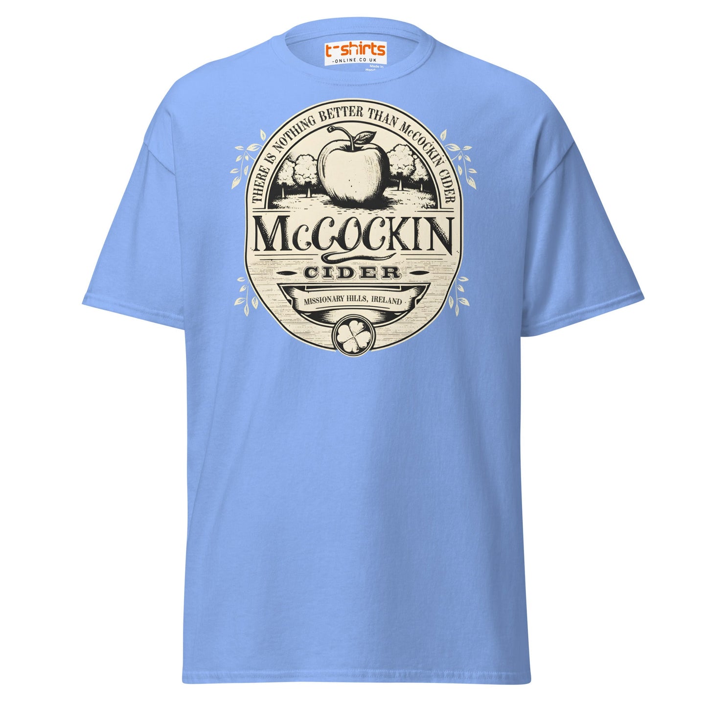 McCockin Cider T-Shirt | Funny Irish Pub Parody Tee - Carolina Blue - T-Shirts Online