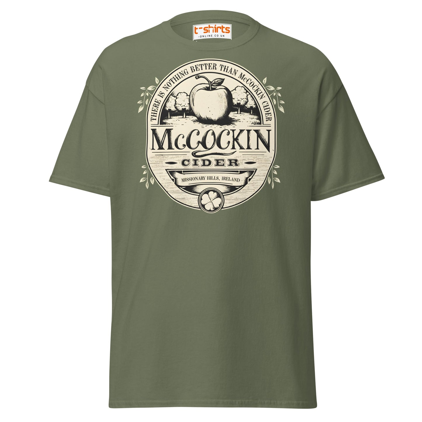 McCockin Cider T-Shirt | Funny Irish Pub Parody Tee - Military Green - T-Shirts Online