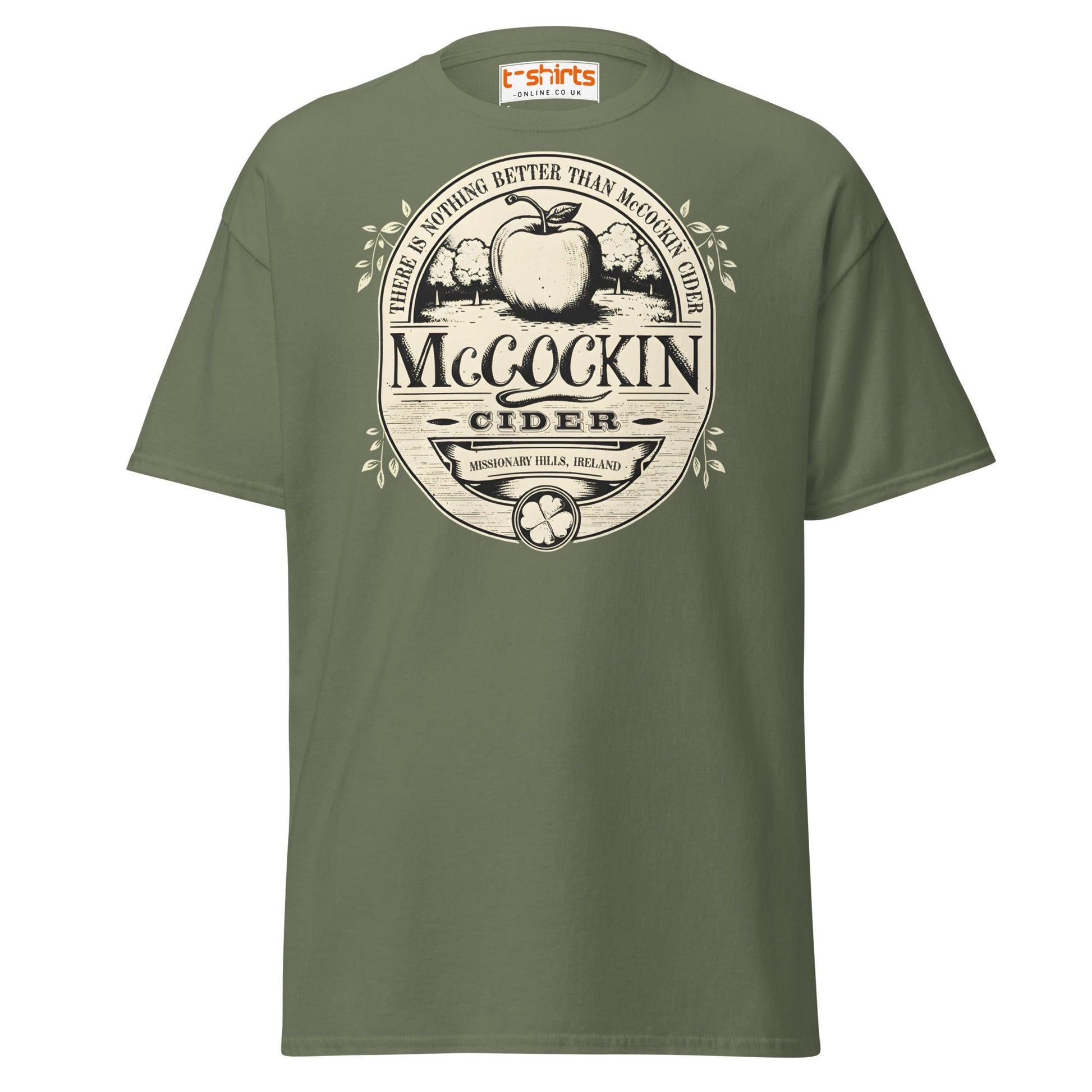 McCockin Cider T-Shirt | Funny Irish Pub Parody Tee - Military Green - T-Shirts Online