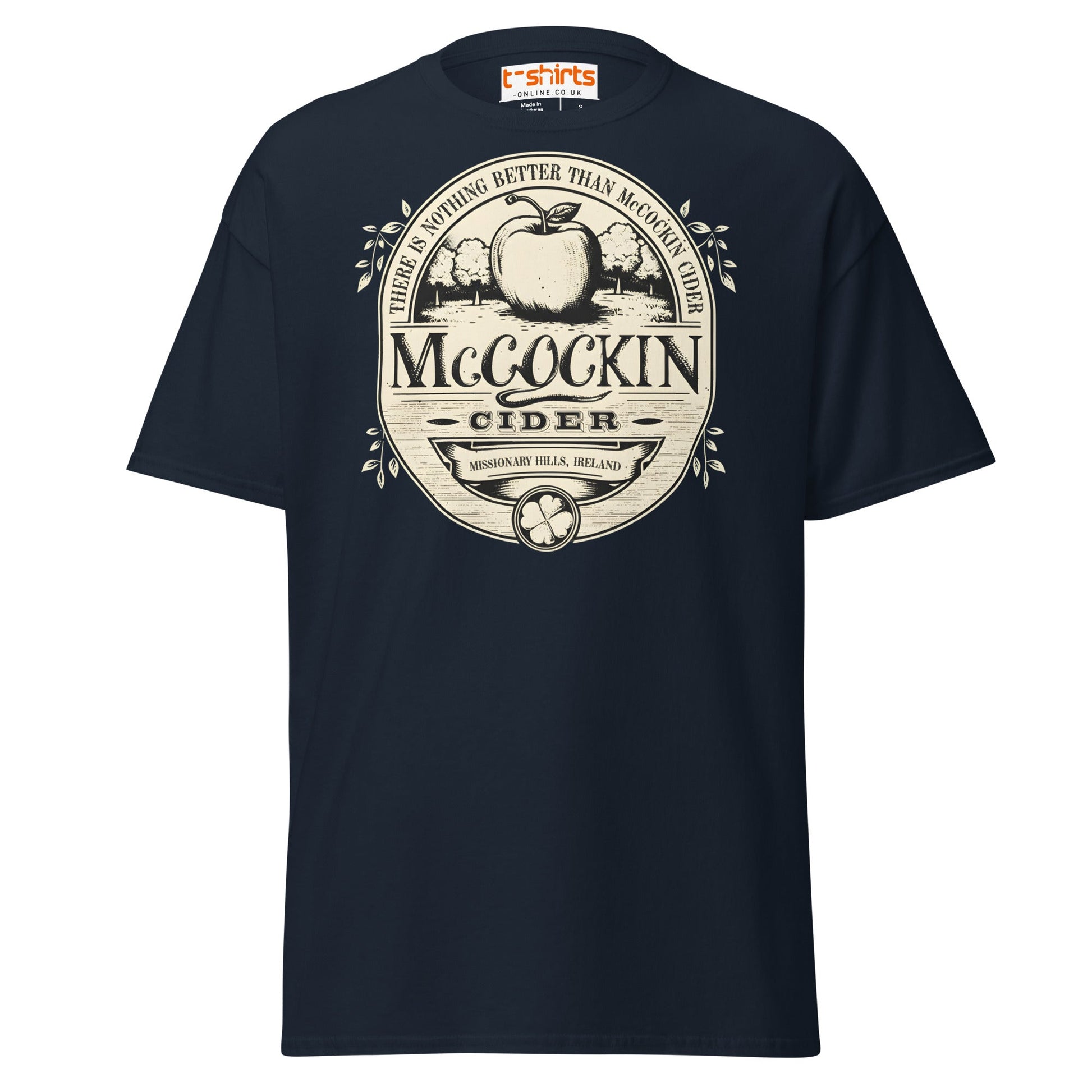 McCockin Cider T-Shirt | Funny Irish Pub Parody Tee - Navy - T-Shirts Online