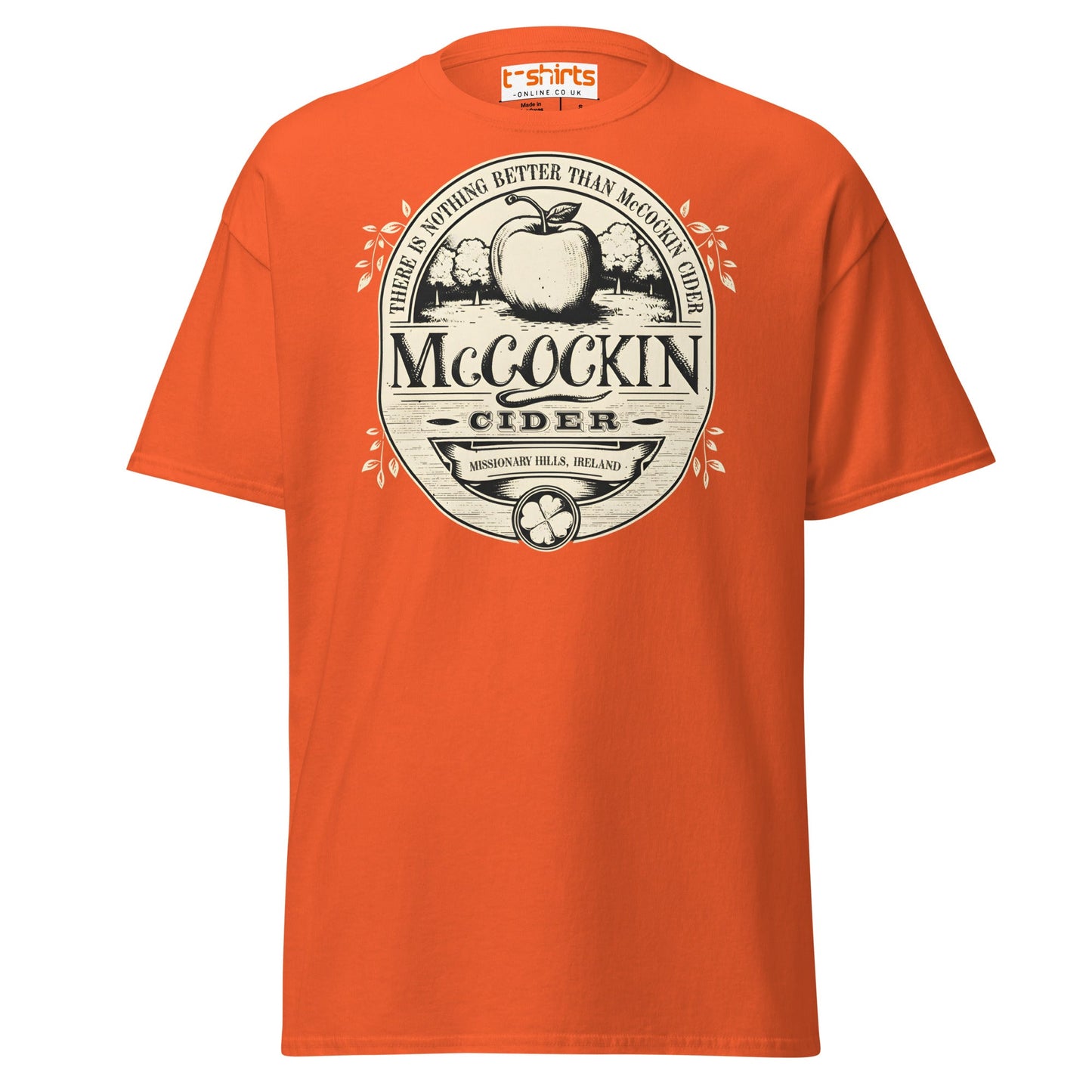McCockin Cider T-Shirt | Funny Irish Pub Parody Tee - Orange - T-Shirts Online