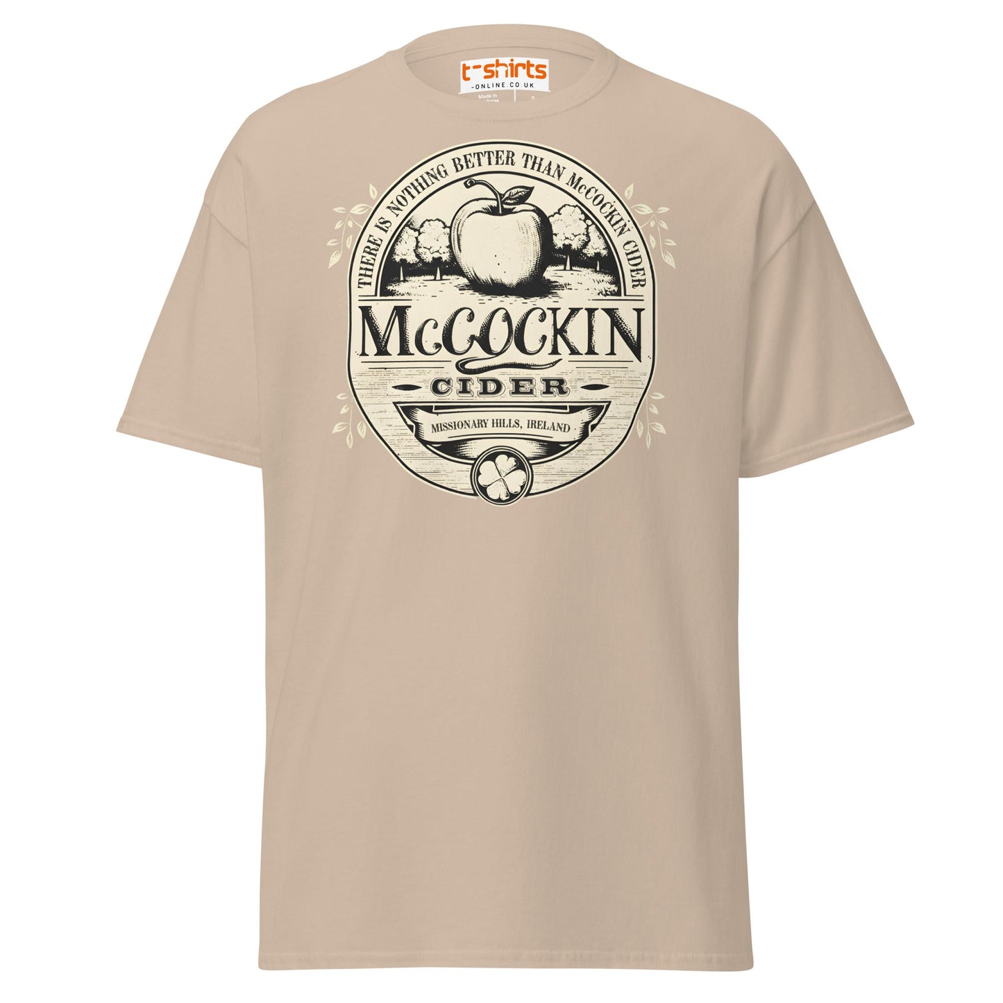 McCockin Cider T-Shirt | Funny Irish Pub Parody Tee - Sand - T-Shirts Online