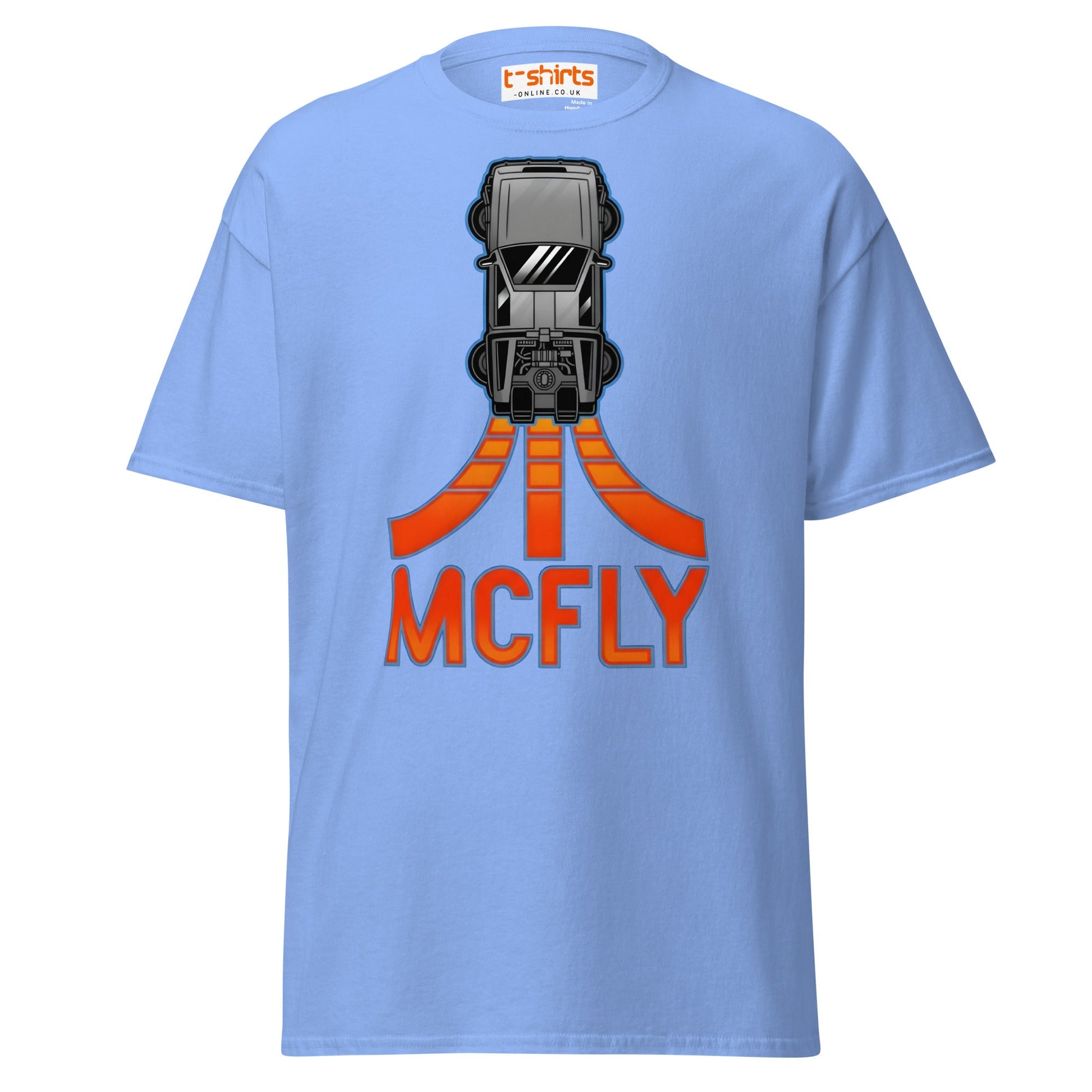McFly T-Shirt | Retro Time Travel Parody Tee - Carolina Blue - T-Shirts Online