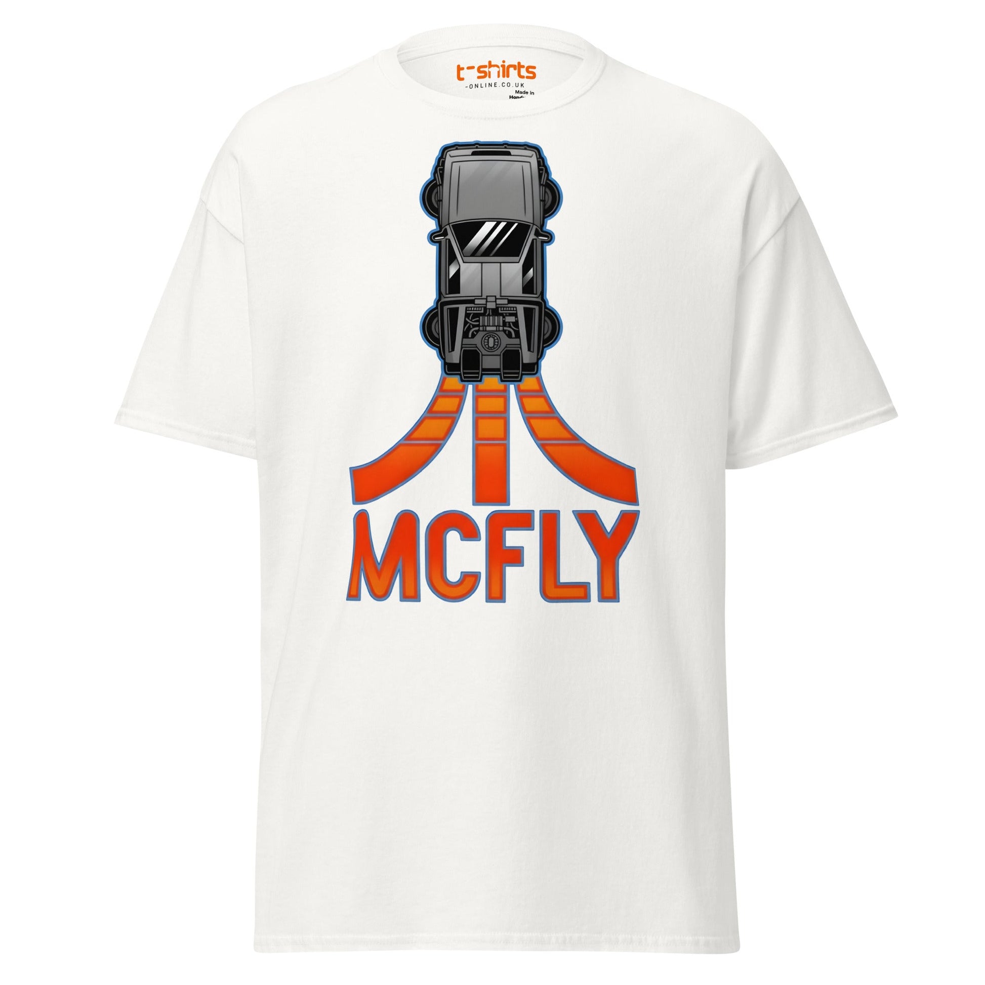 McFly T-Shirt | Retro Time Travel Parody Tee - White - T-Shirts Online