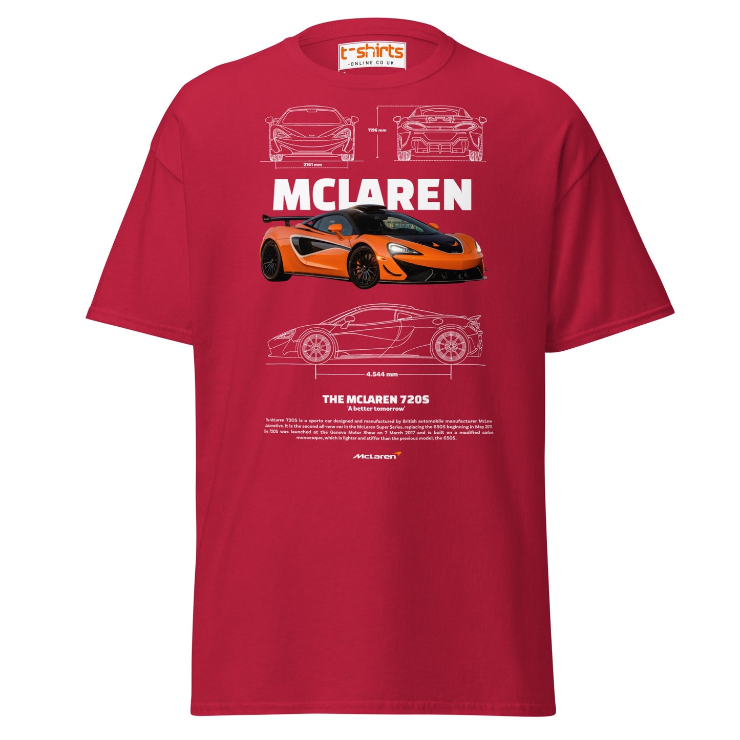 McLaren 720S T-Shirt | British Supercar Enthusiast Tee - Cardinal - T-Shirts Online