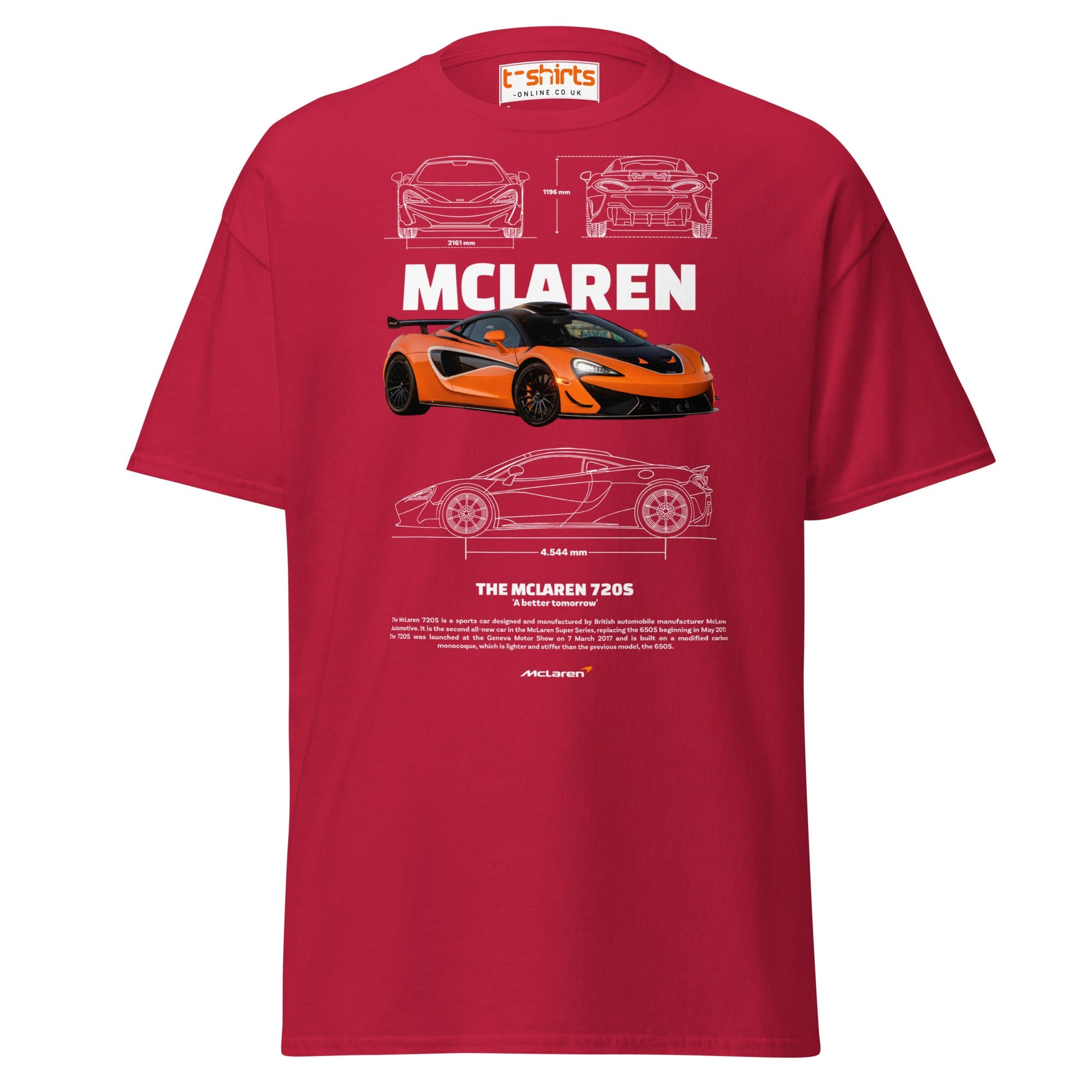 McLaren 720S T-Shirt | British Supercar Enthusiast Tee - Cardinal - T-Shirts Online